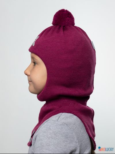 Шапка-шлем 23101-04 с утеплителем, хб подклад, рубиновый 52-54