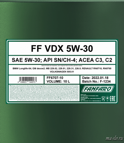 МОТОРНОЕ МАСЛО FANFARO VSX 5W-40 60л