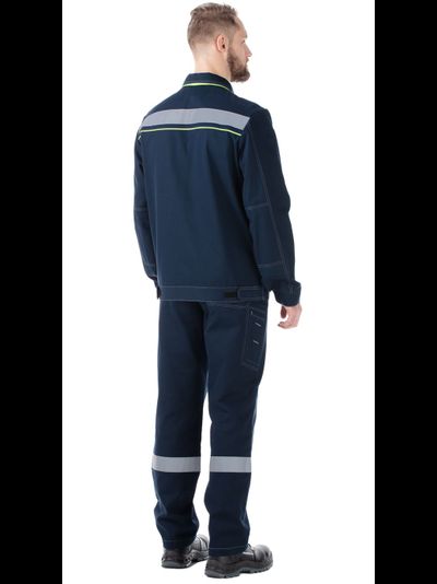 Серия костюмов "Джокер Комфорт" с брюками 100% хлопок, васильковый с желтой отделкой