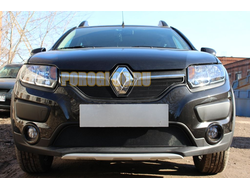 Защита радиатора Renault Logan 2014-2018/Renault Sandero 2014-2018/Renault Sandero Stepway 2014-2018 black верх