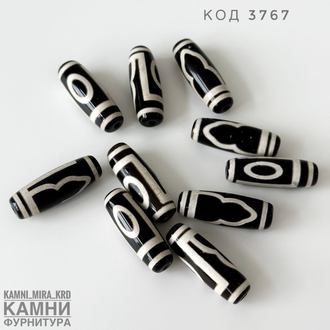 Бусины дзи на основе агата, средний биконус, вид в ассортименте, цена за штуку