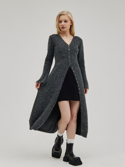 Длинный кардиган вязанный на пуговицах