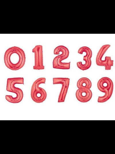 Цифра фольгированная с гелием Красная 102см