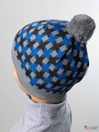 Шапка  21201-07, цвет серый,ярко-синий р. 54-56