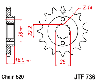 Звезда ведущая JT JTF736.14 (JTF736-14) (F736-14)