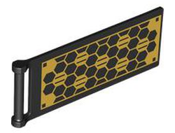 Flag 7 x 3 with Bar Handle with Hexagonal Gold Solar Panel Pattern, Black (30292pb067 / 6465827)