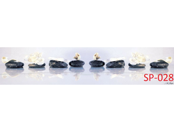 SP-028  ЧЕРНЫЕ КАМНИ и БЕЛЫЕ ЦВЕТЫ Глянцевая стеновая панель ALBICO 2800*610*6мм