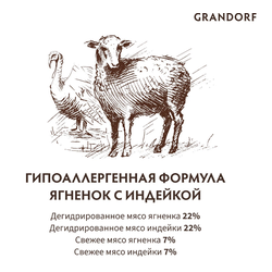 Grandorf (Грандорф): сухой корм для собак всех пород Ягненок с индейкой, 3 кг