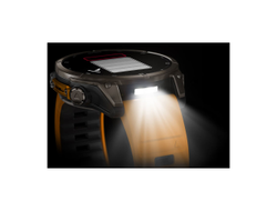 Умные часы Garmin Fenix 8 - 47 мм, AMOLED Sapphire, Titanium, светло-серый, оранжевый силиконовый ремешок (010-02904-11)