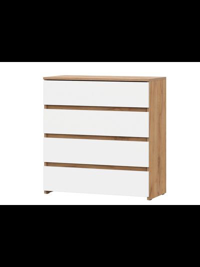 Некст комод 4 ящика Дуб Золотой / Белая шагрень