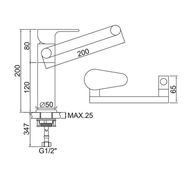 Cмеситель для кухни с гайкой, излив и аэратор вращаются на 360°, Латунь, Хром, Accoona A9390-1
