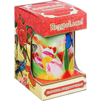 Чай черный в кружке Цветы и бабочки ABIGAIL, К23332, 50гр