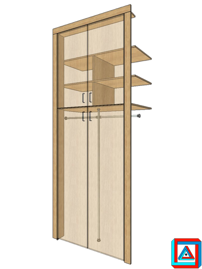 Шкаф встроенный с 2-мя парами распашных дверей