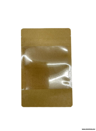 Пакет Дой-пак 12 х 18,5 см Крафт с зип-локом Окно 100 мм