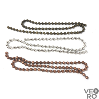 Металлическая цепь из шариков диаметром 3.2 мм доступна в оттенках: серебро, медь, бронза. Замки и с
