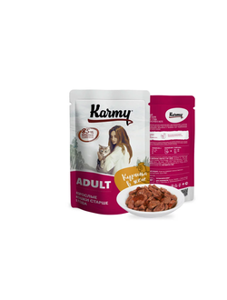 Пауч Karmy (Карми) влажный корм (пауч) для взрослых кошек, курица в желе 80 г