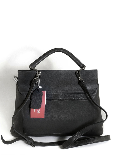 (АРТИКУЛ: 10051/1/5) СУМКА ЖЕНСКАЯ СРЕДНЕГО РАЗМЕРА, НАТУРАЛЬНАЯ КОЖА, ЧЕРНАЯ, ДВА ОТДЕЛЕНИЯ, С ПЛЕЧЕВЫМ РЕМНЕМ