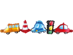 Шар гирлянда, 104 см, Фигура, Машинки