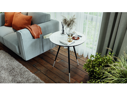 Стол журнальный Vira Черный муар/Белый мрамор