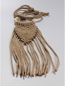 Подвеска Бохо макраме "Кольцо бахрома" т.бежевое