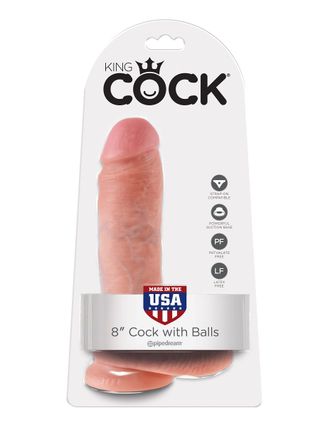 Телесный фаллоимитатор 8" Cock with Balls - 21,3 см. Производитель: Pipedream, США