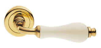 Дверные ручки Morelli Luxury CERAMICA OTL/BIA с керамической вставкой Цвет - Золото/Керамика белая