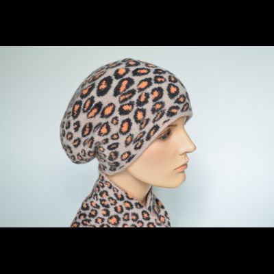 Берет и шарф Vizio Италия 1027 B белый с оранжевым