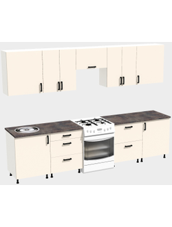 Кухня Эконом 2,4 метра (1200х1200) Цвет: Фон бежевый/Фон бежевый