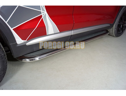 Пороги с площадкой (нерж. лист) 75х42 мм ТСС для Changan CS75 plus 2WD 1.5T 2023-