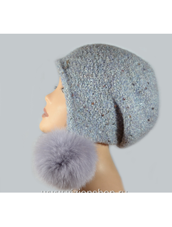 Вязаная шапка ушанка с помпонами Визио фото итальянских головных уборов Vizio