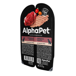 AlphaPet (АльфаПет) Superpremium влажный корм для взрослых собак паштет с говядиной, 100 г