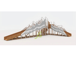 Зимняя деревянная горка "IgraGrad Snow Fox 12 м" с двумя скатами мод.5  фото