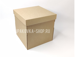 Коробка-куб с отдельной крышкой 200*200*200 мм БУРЫЙ