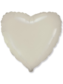Шар (18''/46 см) Сердце, Кремовый, Сатин
