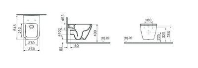 Подвесной унитаз Vitra Integra Square, 54 см, безободковый, 7082B003-0075