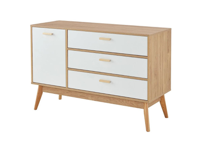 Калгари спальня Комод 1195х450х820 дуб натуральный светлый / белый матовый