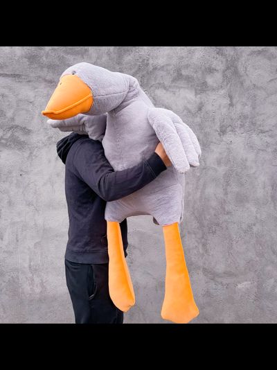 Плюшевый гусь 150 см премиум серый