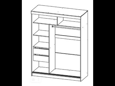 Танго-2 Шкаф-купе 1,5 (1500*2200*600мм), Венге/Зерк/лакобель чёрный