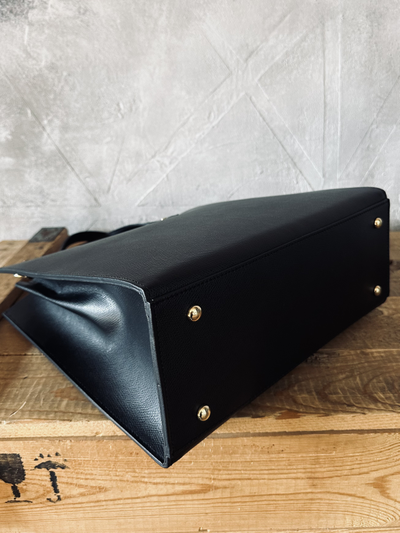 Женская черная форматная сумка из натуральной кожи «сафьяно», Vera Pelle  Арт.021501