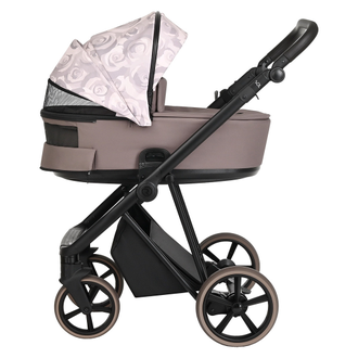 Коляска 2в1 Roan Sol Flowers Powder/Rose gold (руч.Коричневый)