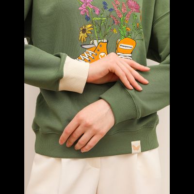 ЖЕНСКИЙ СВИТШОТ ОЛИВА "ЦВЕТОЧНЫЕ КЕДЫ"