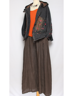 Джинсовка свободная "РОЗОВЫЕ МАЗКИ" серо-синяя р.48-58