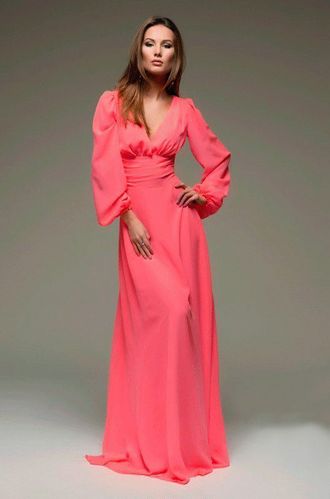Красивое шифоновое платье рукав-фонарик "Шик" 25 цветов, размеры 40-54