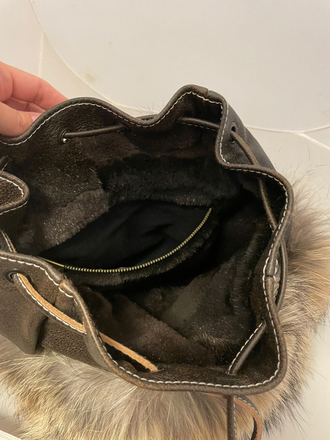 Эксклюзивный рюкзак из меха енота и натуральной кожи