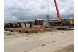 монтаж распорной системы шпунтового ограждения