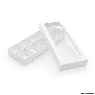Коробка для конфет Белый 10 шт (24,5 х 10 х 3 см) Крышка - Дно