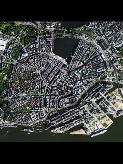 Картина обогреватель, спутниковое фото Гамбурга