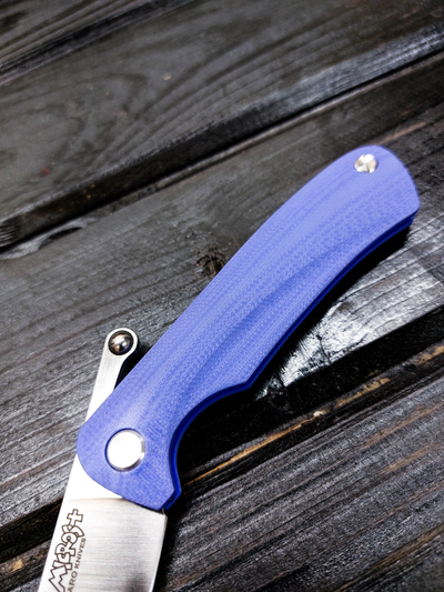 Фрикционный складной нож Микрос+ сталь AUS10, рукоять G10, цвет синий