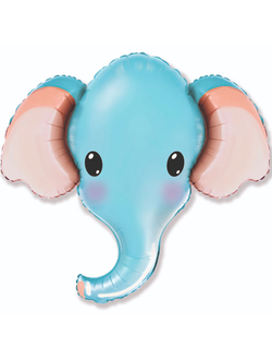 Фольгированный шар с гелием "Голова слоника" голубая