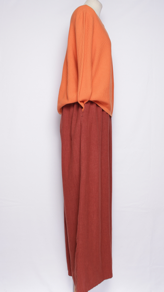 Брюки "Широкие палаццо крапива" терракот, мокко р.48-54